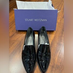 Stuart Weitzman Patent Black Flats. Pre-loved, but almost new.